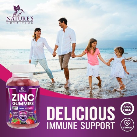 Nature's Gomitas de vitamina de zinc de 50 mg, apoyo inmunológico de máxima fuerza para adultos, suplemento de zinc para una