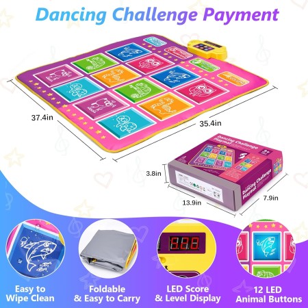 Tapete de baile para niños de 3 a 12 años, alfombrillas de baile electrónicas iluminadas, juguetes de regalo con Bluetooth juego