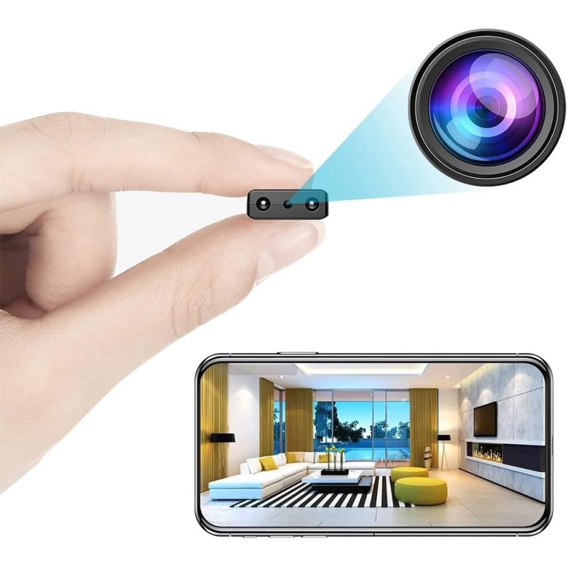 Cámara oculta WiFi espía mini cámara inalámbrica portátil niñera, 1080P HD  pequeñas cámaras de seguridad para interiores con visión nocturna, alerta