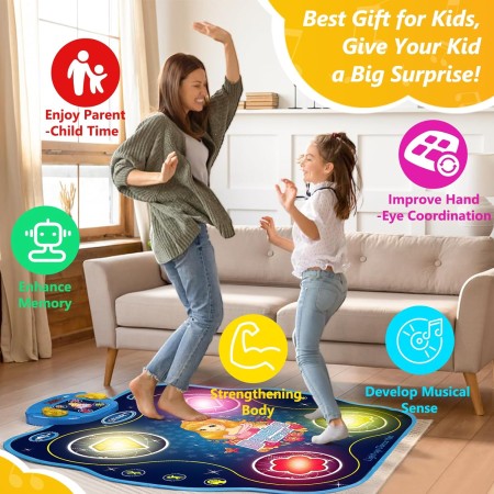 Tapete de baile para niños de 3 a 12 años, alfombrillas de baile electrónicas iluminadas, juguetes de regalo con Bluetooth juego