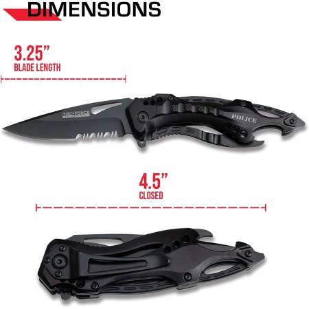 Tac Force- TF-705 Series - Bottle Opener, Glass Punch and Pocket Clip, Tactical, EDC, Rescue