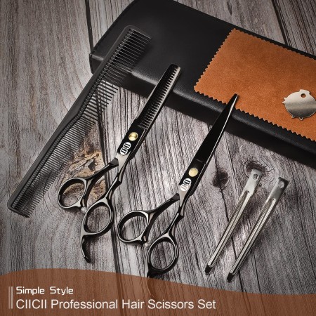 CIICII - Tijeras de corte de cabello, juego de tijeras profesionales de 6.5 pulgadas (tijeras de corte de pelo, kit de corte de
