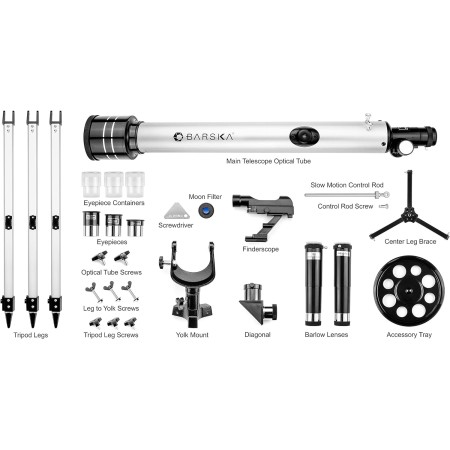 BARSKA Starwatcher telescopio refractor de 400 x 70 mm con trípode de mesa y funda de transporte