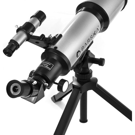 BARSKA Starwatcher telescopio refractor de 400 x 70 mm con trípode de mesa y funda de transporte