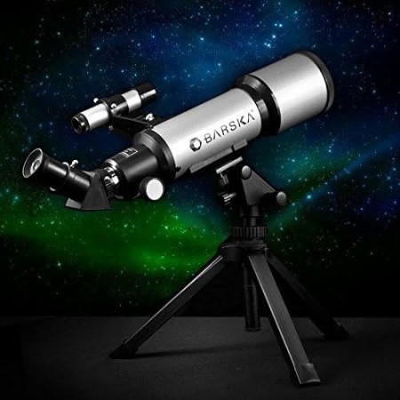 BARSKA Starwatcher telescopio refractor de 400 x 70 mm con trípode de mesa y funda de transporte