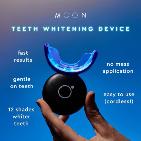 MOON Kit de blanqueamiento dental con luz LED, inalámbrico, tratamiento de 5 minutos, suave con dientes sensibles, ayuda a