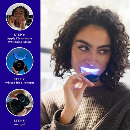 MOON Kit de blanqueamiento dental con luz LED, inalámbrico, tratamiento de 5 minutos, suave con dientes sensibles, ayuda a