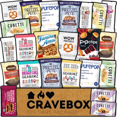 CRAVEBOX Caja de aperitivos gourmet especializados, cajas de paquete de cuidado para estudiantes universitarios, adultos,