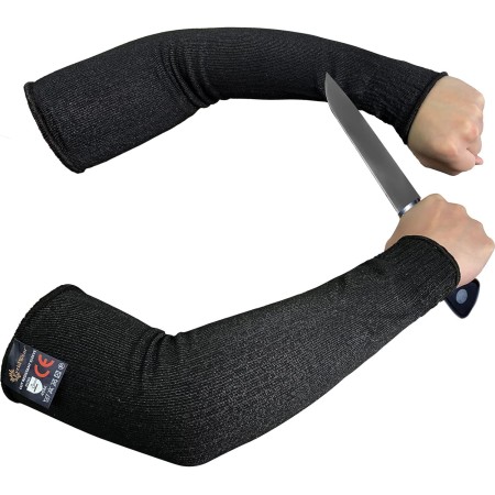 Evridwear - 1 par de mangas resistentes a cortes para protección de brazos en el trabajo, EN388 Nivel 5, contra punciones, con o