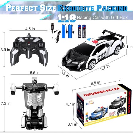 Dolanus Automóvil Transform Robot RC - El automóvil con control remoto contiene todas las baterías: Deformación de un solo botón