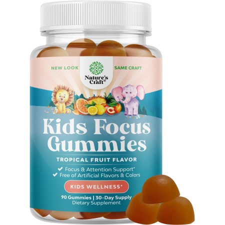 Gomitas veganas de enfoque cerebral para niños, suplemento de enfoque para niños con fosfatidilserina, Bacopa Monnieri, extracto