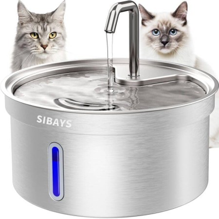 SIBAYS Fuente de agua para gatos de acero inoxidable de 230 onzas, 135 onzas, 4 L, fuente de agua para gatos, dispensador de