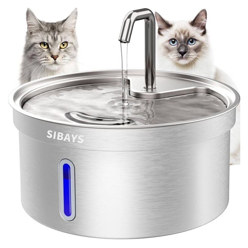 SIBAYS Fuente de agua para gatos de acero inoxidable de 230 onzas, 135 onzas, 4 L, fuente de agua para gatos, dispensador de