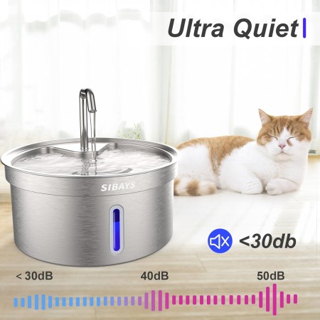 SIBAYS Fuente de agua para gatos de acero inoxidable de 230 onzas, 135 onzas, 4 L, fuente de agua para gatos, dispensador de