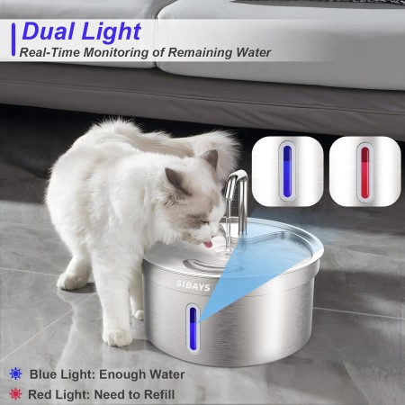 SIBAYS Fuente de agua para gatos de acero inoxidable de 230 onzas, 135 onzas, 4 L, fuente de agua para gatos, dispensador de