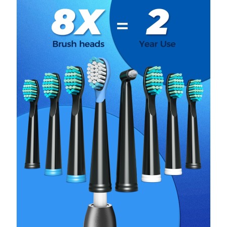 Cepillos de dientes eléctricos sónicos para adultos, 8 cabezales de cepillo eléctrico con 40000 VPM limpieza profunda 5 modos,