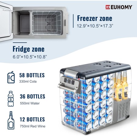 EUHOMY Refrigerador de automóvil, 55 litros (59 cuartos de galón) Refrigerador RV (gris). & Gas One GS-3400P Estufa de propano o