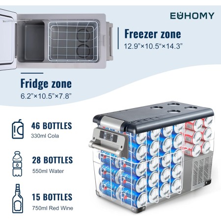 EUHOMY Refrigerador de automóvil, 55 litros (59 cuartos de galón) Refrigerador RV (gris). & Gas One GS-3400P Estufa de propano o