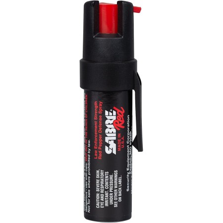 SABRE RED Compact Pepper Spray, Max Police Strength OC Spray with UV Dye, Compact Belt Clip For Easy Carry & Fast Access,