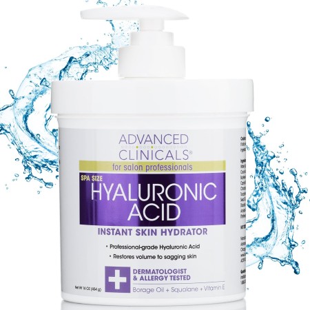 Advanced Clinicals - Crema con ácido hialurónico, loción hidratante para el cuidado de la piel de cara, cuerpo y manos. Loción