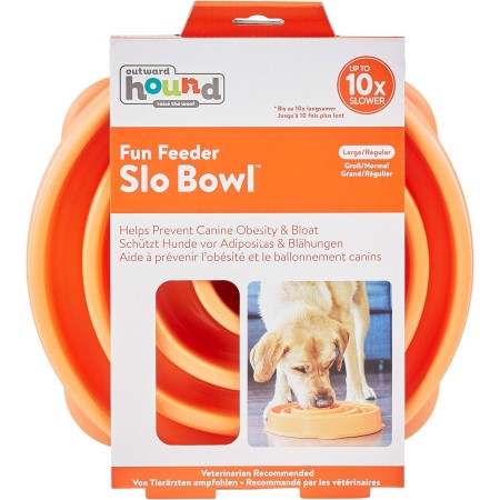 Outward Hound Fun Feeder Slo Bowl Cuenco para perro de alimentación lenta, mediano/pequeño, color púrpura