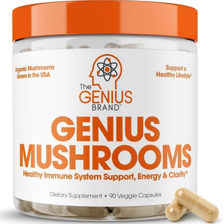 Genius Mushroom – Melena de león, Cordyceps y Reishi – Mejorador del sistema inmunitario y suplemento cerebral nootrópico –