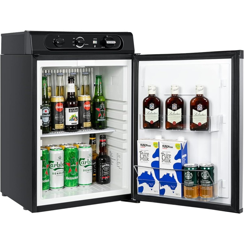 Ecojoy Refrigerador de propano para caravana, refrigerador RV de 3 vías, refrigerador semirremolque 110V/12V/LPG, refrigerador