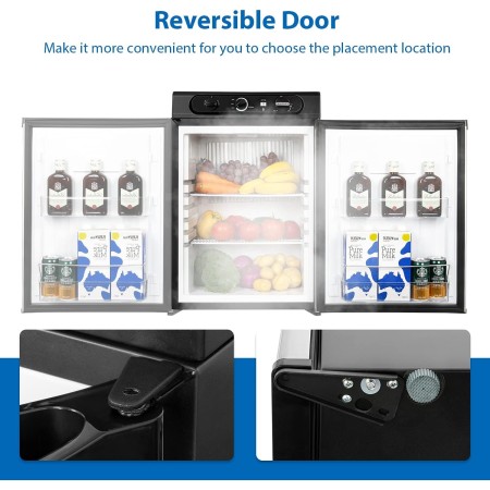 Ecojoy Refrigerador de propano para caravana, refrigerador RV de 3 vías, refrigerador semirremolque 110V/12V/LPG, refrigerador