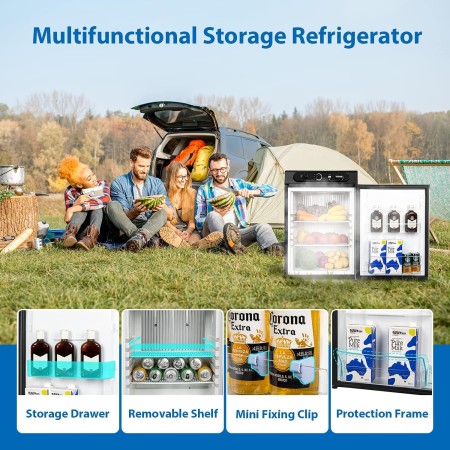 Ecojoy Refrigerador de propano para caravana, refrigerador RV de 3 vías, refrigerador semirremolque 110V/12V/LPG, refrigerador