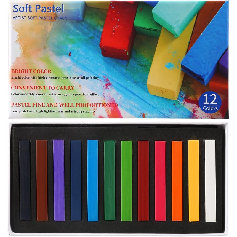 LOONENG Tiza pastel suave no tóxica, tiza suave para proyectos de manualidades, dibujo, mezcla, capas, sombreado, 36 colores