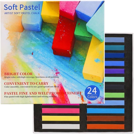 LOONENG Tiza pastel suave no tóxica, tiza suave para proyectos de manualidades, dibujo, mezcla, capas, sombreado, 36 colores