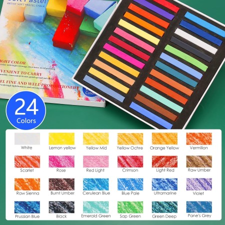 LOONENG Tiza pastel suave no tóxica, tiza suave para proyectos de manualidades, dibujo, mezcla, capas, sombreado, 36 colores