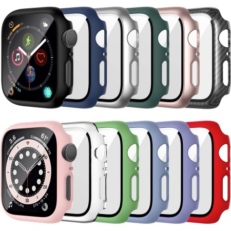 Haojavo - Paquete de 20 fundas compatibles con Apple Watch de 40 mm Series 6/5/4/SE con protector de pantalla de vidrio