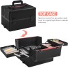 Yaheetech Rolling Makeup Case Professional Cosmetic Case Aluminum Makeup Train Case Cosmetic Organizer Makeup Trolley