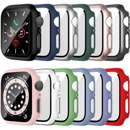 Haojavo - Paquete de 20 fundas compatibles con Apple Watch de 40 mm Series 6/5/4/SE con protector de pantalla de vidrio