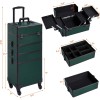 Yaheetech Rolling Makeup Case Professional Cosmetic Case Aluminum Makeup Train Case Cosmetic Organizer Makeup Trolley