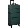 Yaheetech Rolling Makeup Case Professional Cosmetic Case Aluminum Makeup Train Case Cosmetic Organizer Makeup Trolley