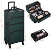 Yaheetech Rolling Makeup Case Professional Cosmetic Case Aluminum Makeup Train Case Cosmetic Organizer Makeup Trolley