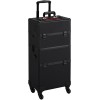 Yaheetech Rolling Makeup Case Professional Cosmetic Case Aluminum Makeup Train Case Cosmetic Organizer Makeup Trolley