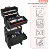 Yaheetech Rolling Makeup Case Professional Cosmetic Case Aluminum Makeup Train Case Cosmetic Organizer Makeup Trolley