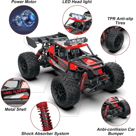 XINGRUI - Camión militar a control remoto, tiempo de juego de 50 minutos, JJRC Q69 Off-Road. Coche a control remoto, 2.4 GHz,