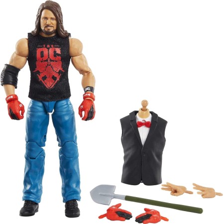 Mattel AJ Styles WrestleMania Elite Collection Figura de acción con camisa de entrada y piezas de Vince McMahon Build-A-Fig, 6