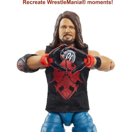 Mattel AJ Styles WrestleMania Elite Collection Figura de acción con camisa de entrada y piezas de Vince McMahon Build-A-Fig, 6