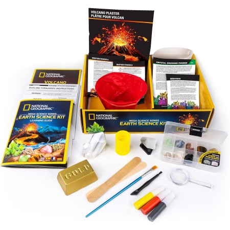 NATIONAL GEOGRAPHIC Kit de ciencia de la Tierra - Más de 15 experimentos científicos para niños, kit de cultivo de cristales,