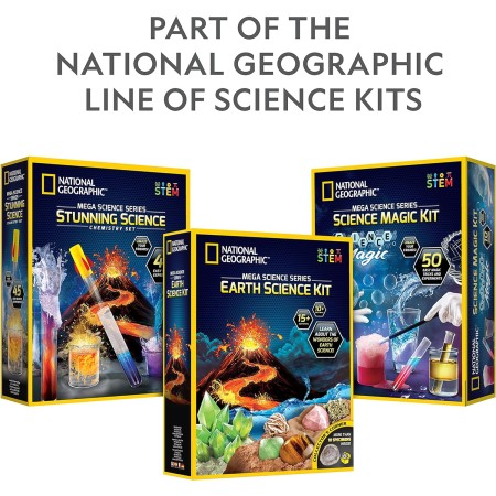 NATIONAL GEOGRAPHIC Kit de ciencia de la Tierra - Más de 15 experimentos científicos para niños, kit de cultivo de cristales,