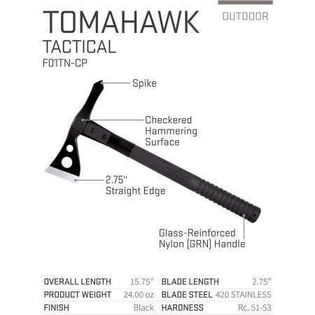 SOG Survival Hawk SK1001-CP cabezal de hacha negra con carcasa dura con sacaclavos, cabeza de martillo, iniciador de fuego,