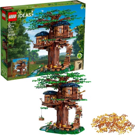 LEGO Ideas Tree House 21318, juego de construcción modelo para niños de 16 años con 3 cabinas, hojas intercambiables,