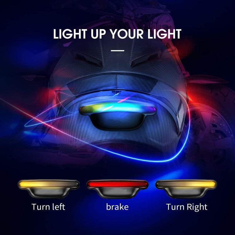 Luce Freno E Luce Di Posizione Per Casco Moto STEEL MATE H2 - Sicurezza Nera ABS
