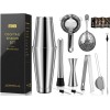 Koviti - Coctelera – Kit de camarero de 12 piezas – Juego de coctelera de acero inoxidable, herramientas de barra premium: