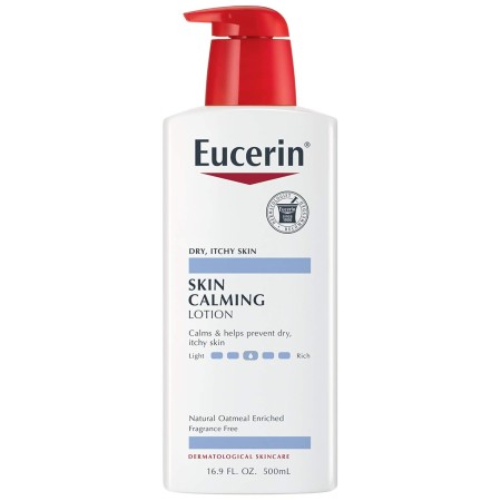 Eucerin Loción calmante para la piel, loción de cuerpo completo para piel seca y con picazón, avena natural enriquecida, botella